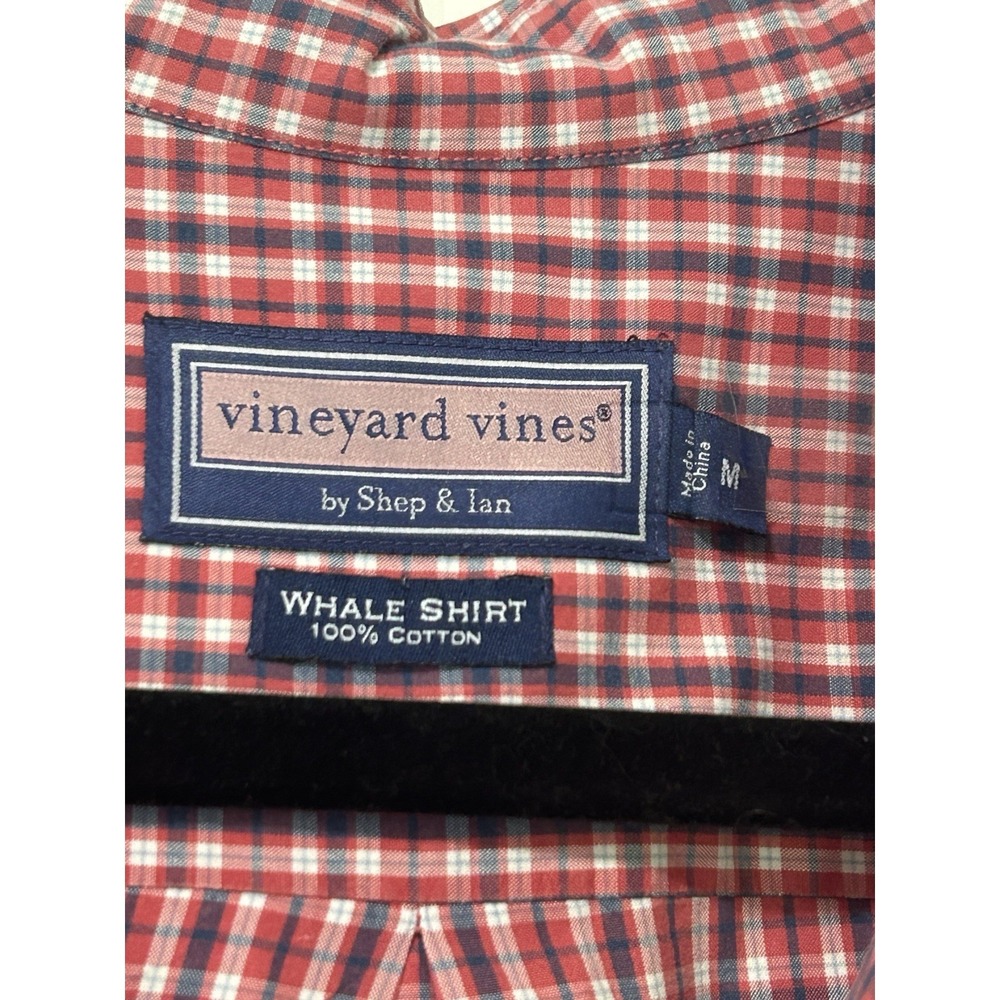 Men's Vineyard Vines Whale Red/Wht/Bl Plaid Long Sleeve Button Down Shirt Size M - Picture 4 of 6